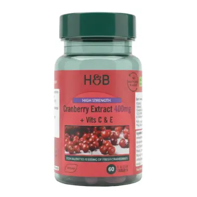 Holland & Barrett High Strength Cranberry Extract 400mg  60 Tablets +Vits C&E